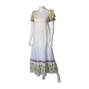 Cottagecore Embroidered Empire Waist Maxi Dress | Small